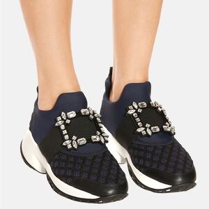 Roger Vivier Viv Run Strass Buckle Sneakers in fabric like NEW!